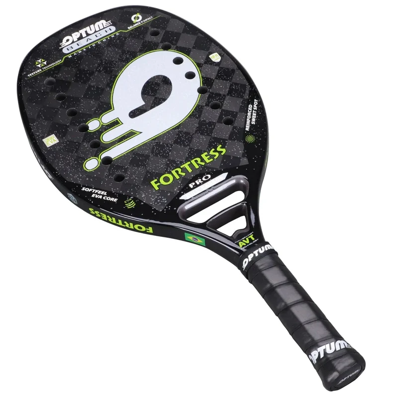 OPTUM FORTRESS 18K Carbonfaser, raue Oberfläche, 14 Löcher, Strand-Tennisschläger mit Schutzhülle