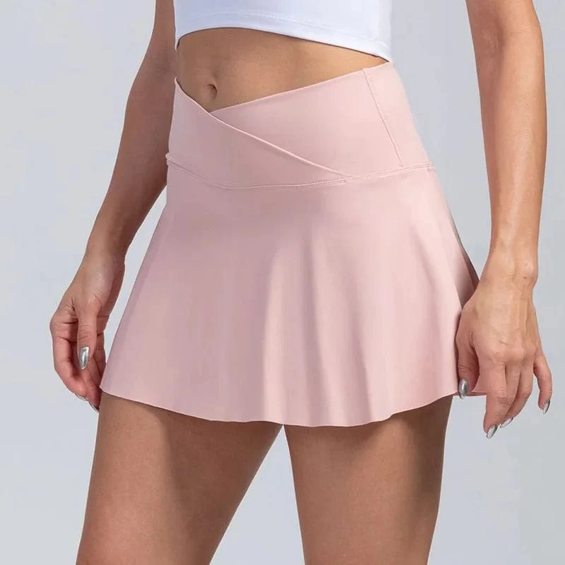 Plissierter Tennisrock für Damen mit Taschen, Shorts, Sportröcke, Crossover, atmungsaktiv, sportlich, Golf-Skorts, Workout-Sportröcke