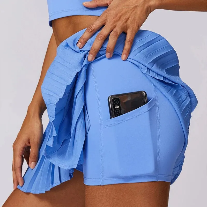VITALINOVO Damen-Tennisröcke mit hoher Taille und Taschen, Bauchkontrolle, lässiger Liner-Skort, A-Linie, Workout-Golfröcke