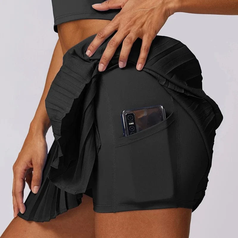 VITALINOVO Damen-Tennisröcke mit hoher Taille und Taschen, Bauchkontrolle, lässiger Liner-Skort, A-Linie, Workout-Golfröcke