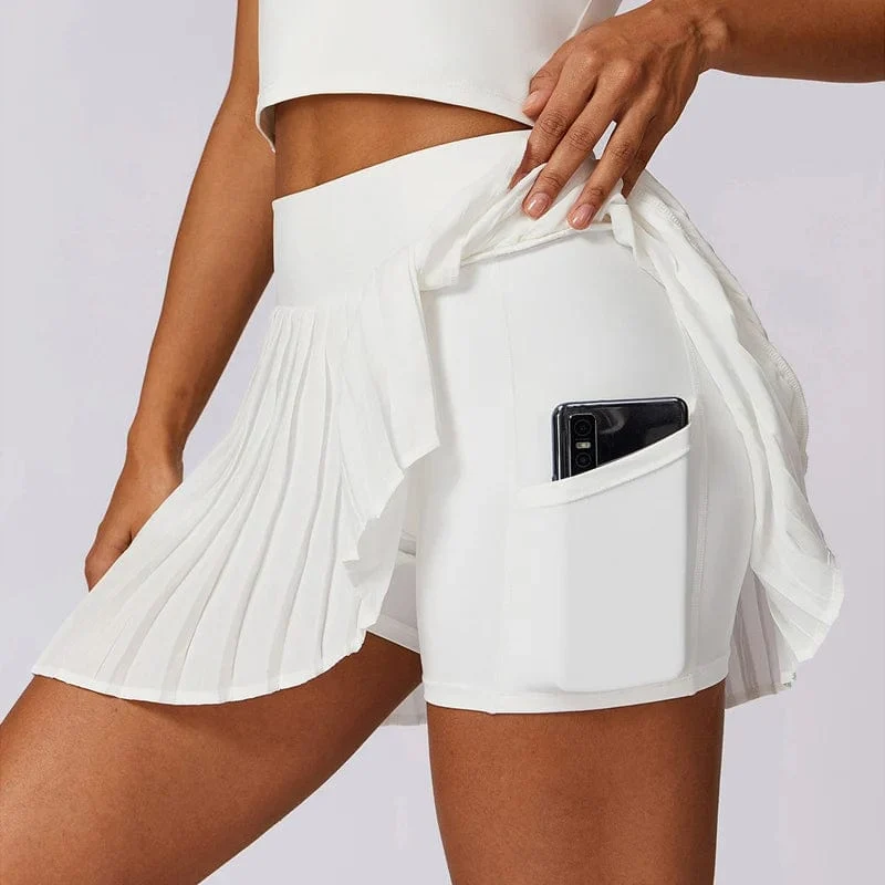 VITALINOVO Damen-Tennisröcke mit hoher Taille und Taschen, Bauchkontrolle, lässiger Liner-Skort, A-Linie, Workout-Golfröcke
