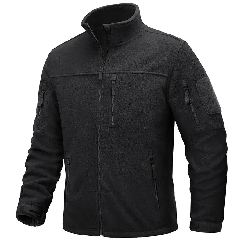 TACVASEN Full Zip Wanderjacken Herren Outdoor Camping Fleecejacke Mäntel mit Reißverschlusstaschen Taktische Arbeitskleidung Mantel
