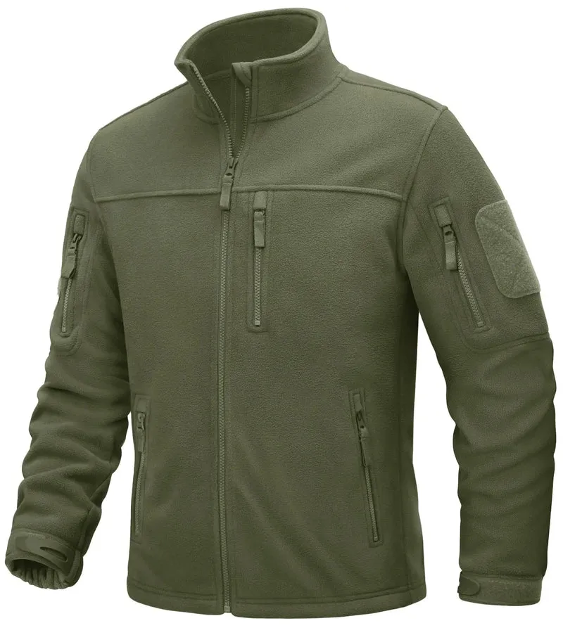 TACVASEN Full Zip Wanderjacken Herren Outdoor Camping Fleecejacke Mäntel mit Reißverschlusstaschen Taktische Arbeitskleidung Mantel