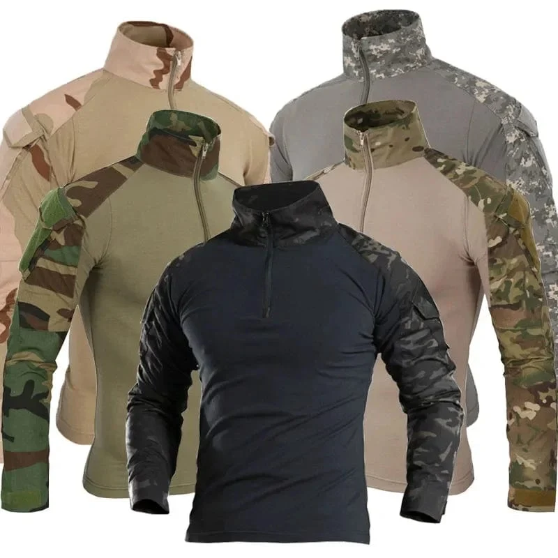Combat Uniform Shirt Camouflage US Asiatische Größe S-3XL Cargo Sport Tops Airsoft Paintball Taktische T-Shirts Wandern