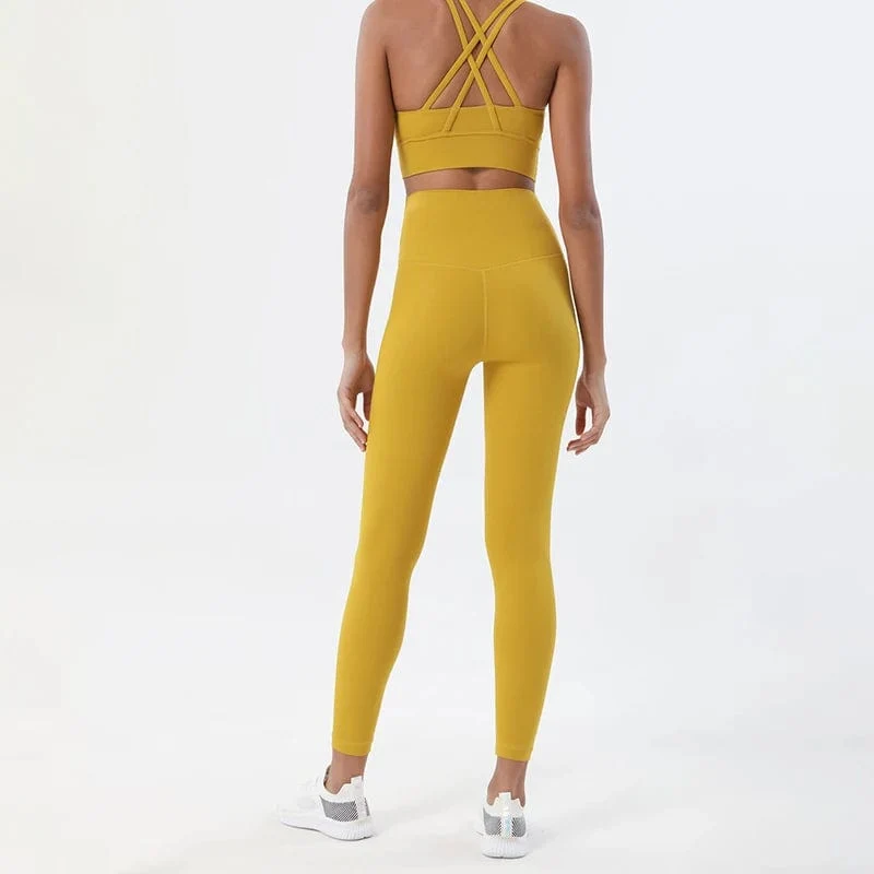 SOISOU Nylon Yoga Set frauen Trainingsanzug Gym Fitness Set Frau 2 Stück Leggings Sport Bh Atmungsaktive Sportwear Frau Kleidung