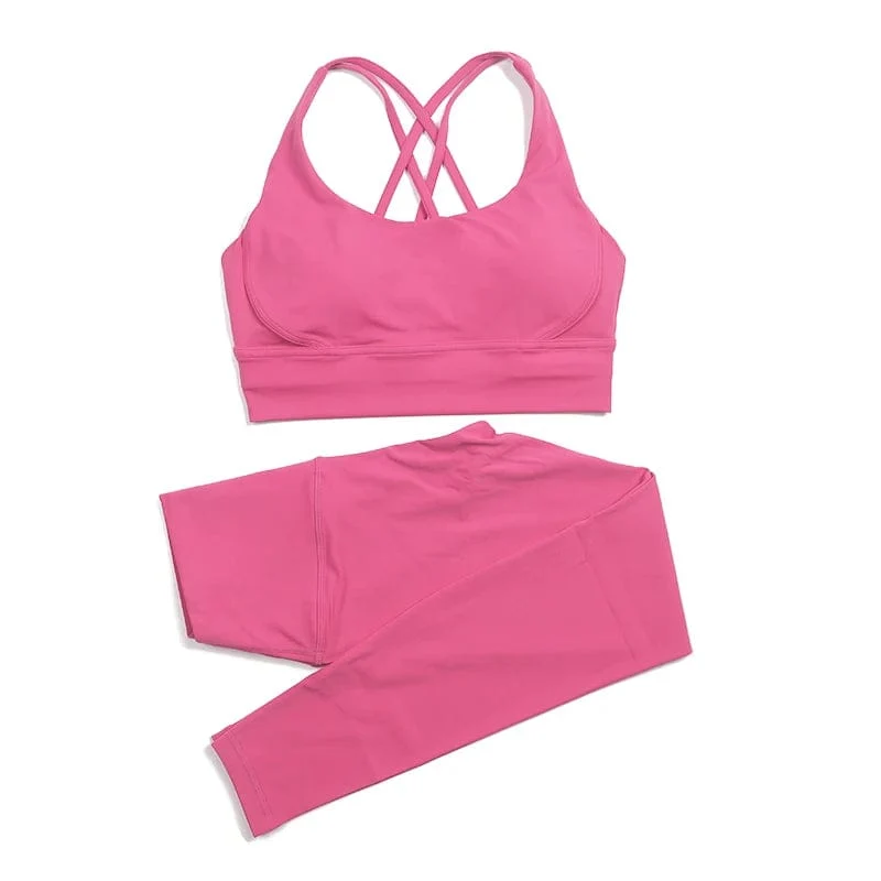 SOISOU Nylon Yoga Set frauen Trainingsanzug Gym Fitness Set Frau 2 Stück Leggings Sport Bh Atmungsaktive Sportwear Frau Kleidung