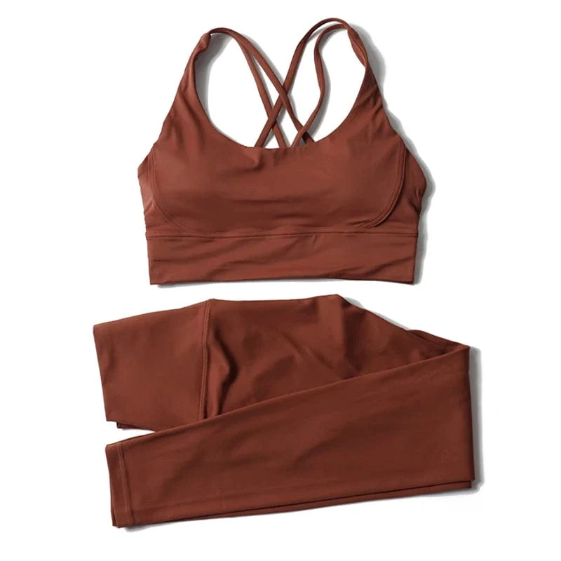 SOISOU Nylon Yoga Set frauen Trainingsanzug Gym Fitness Set Frau 2 Stück Leggings Sport Bh Atmungsaktive Sportwear Frau Kleidung