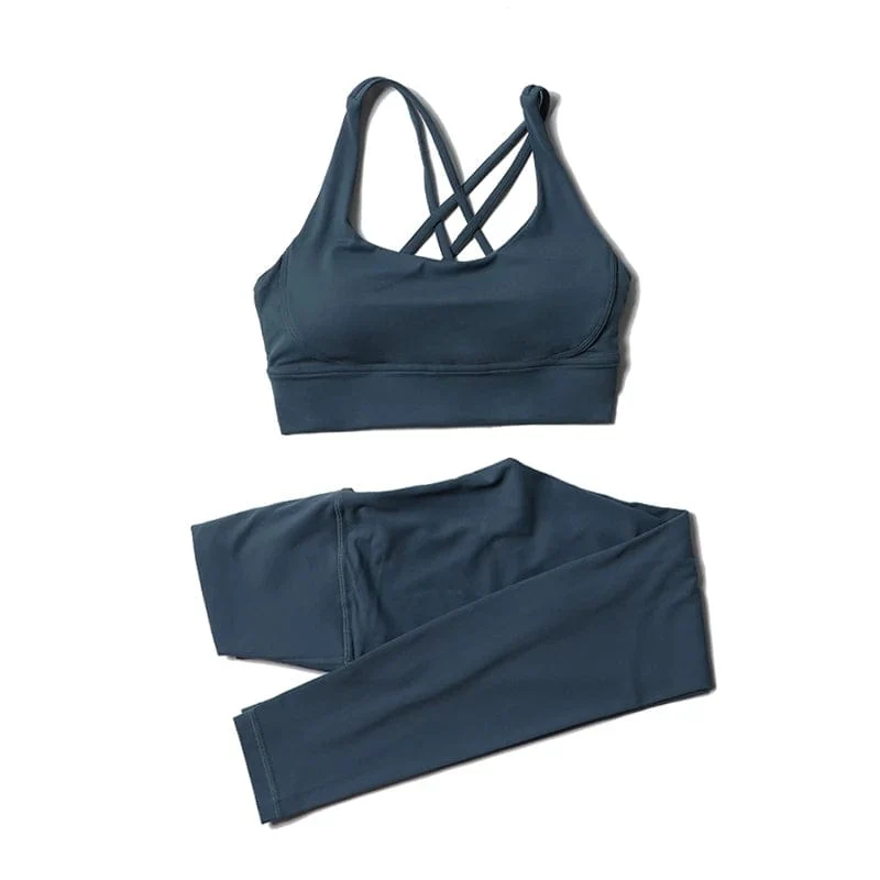 SOISOU Nylon Yoga Set frauen Trainingsanzug Gym Fitness Set Frau 2 Stück Leggings Sport Bh Atmungsaktive Sportwear Frau Kleidung