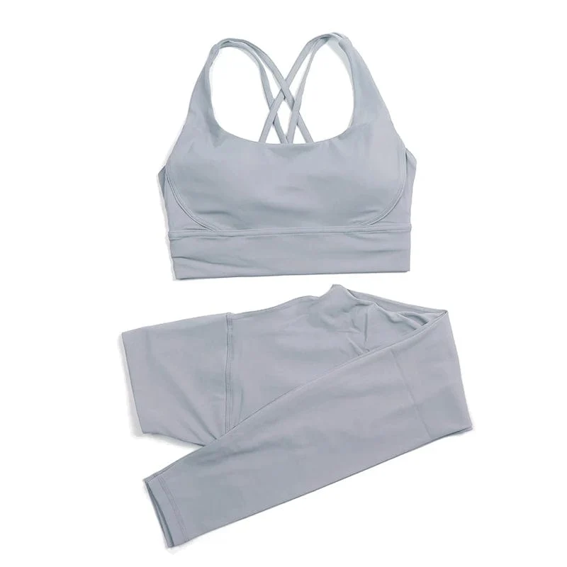 SOISOU Nylon Yoga Set frauen Trainingsanzug Gym Fitness Set Frau 2 Stück Leggings Sport Bh Atmungsaktive Sportwear Frau Kleidung