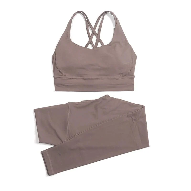 SOISOU Nylon Yoga Set frauen Trainingsanzug Gym Fitness Set Frau 2 Stück Leggings Sport Bh Atmungsaktive Sportwear Frau Kleidung