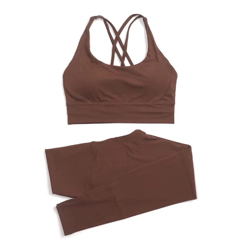 SOISOU Nylon Yoga Set frauen Trainingsanzug Gym Fitness Set Frau 2 Stück Leggings Sport Bh Atmungsaktive Sportwear Frau Kleidung