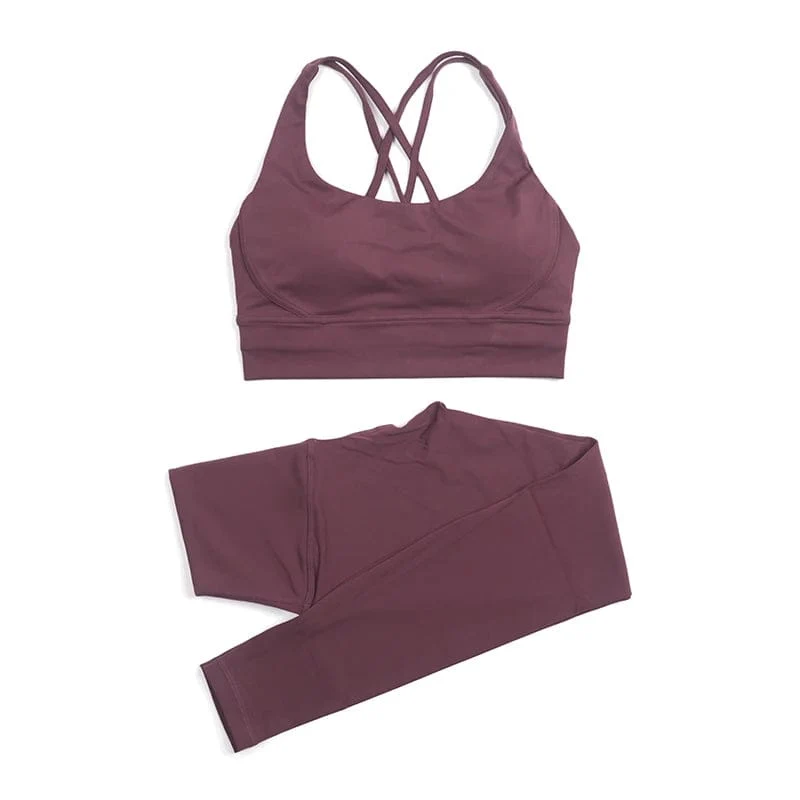SOISOU Nylon Yoga Set frauen Trainingsanzug Gym Fitness Set Frau 2 Stück Leggings Sport Bh Atmungsaktive Sportwear Frau Kleidung