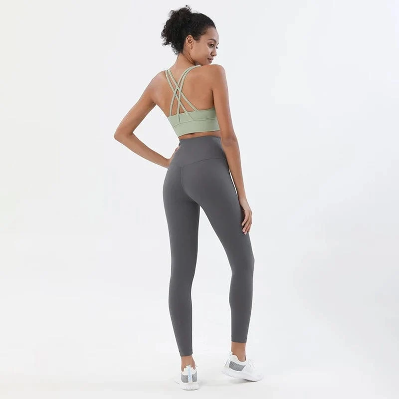 SOISOU Nylon Yoga Set frauen Trainingsanzug Gym Fitness Set Frau 2 Stück Leggings Sport Bh Atmungsaktive Sportwear Frau Kleidung