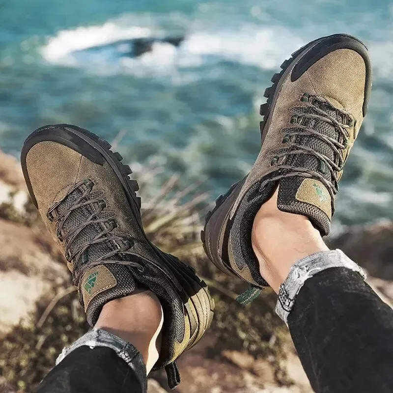 HIKEUP Leder Herren Outdoor Wanderschuhe Tourist Trekking Turnschuhe Bergsteigen Trail Jogging Schuhe Für Männer Factory Outlet