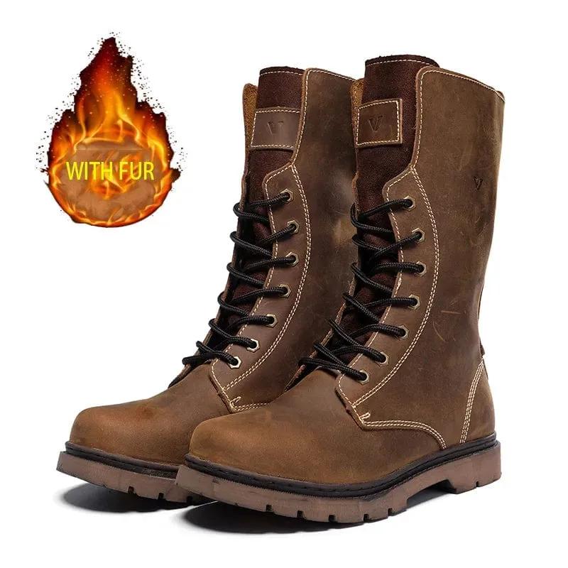 Wanderschuhe Herren wasserdichte Jagdstiefel Tactical Desert Combat Stiefeletten Herren Militär Damen Arbeits Leder Wanderschuhe