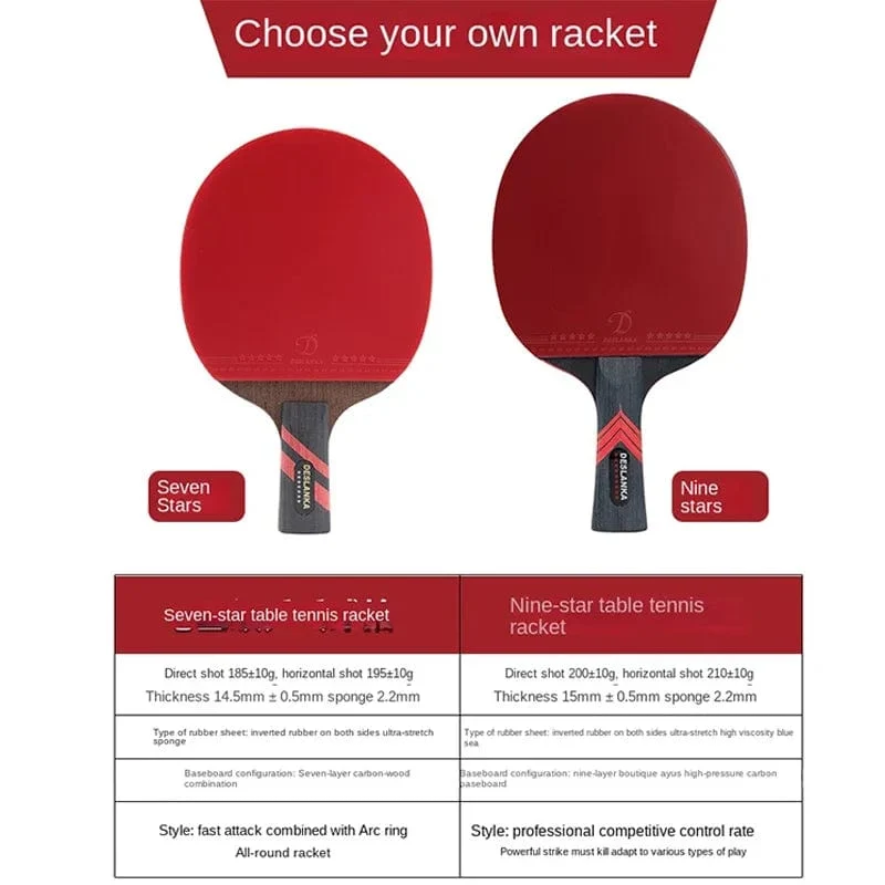 7star 9star Tischtennisschläger Professioneller Einzelschläger Carbon Wettbewerb High Bounce Tischtennisschläger Ping-Pong-Paddel
