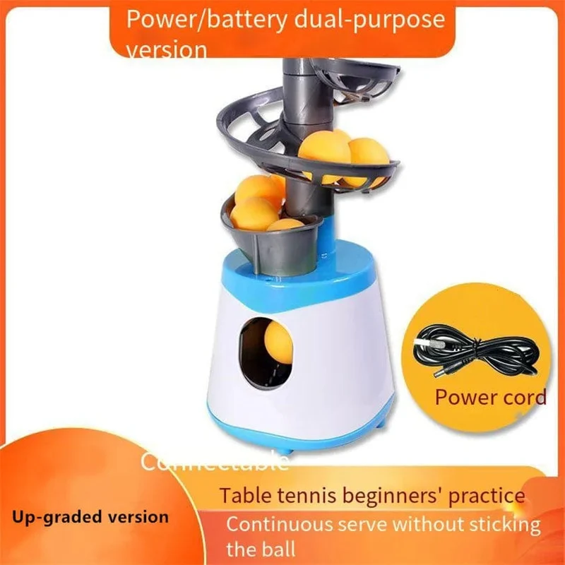 2024 Verbesserter tragbarer Tischtennisball-Werfer, Version mit zwei Netzteilen, Ping-Pong-Ball-Roboter-Pitching-Maschine für Trainer
