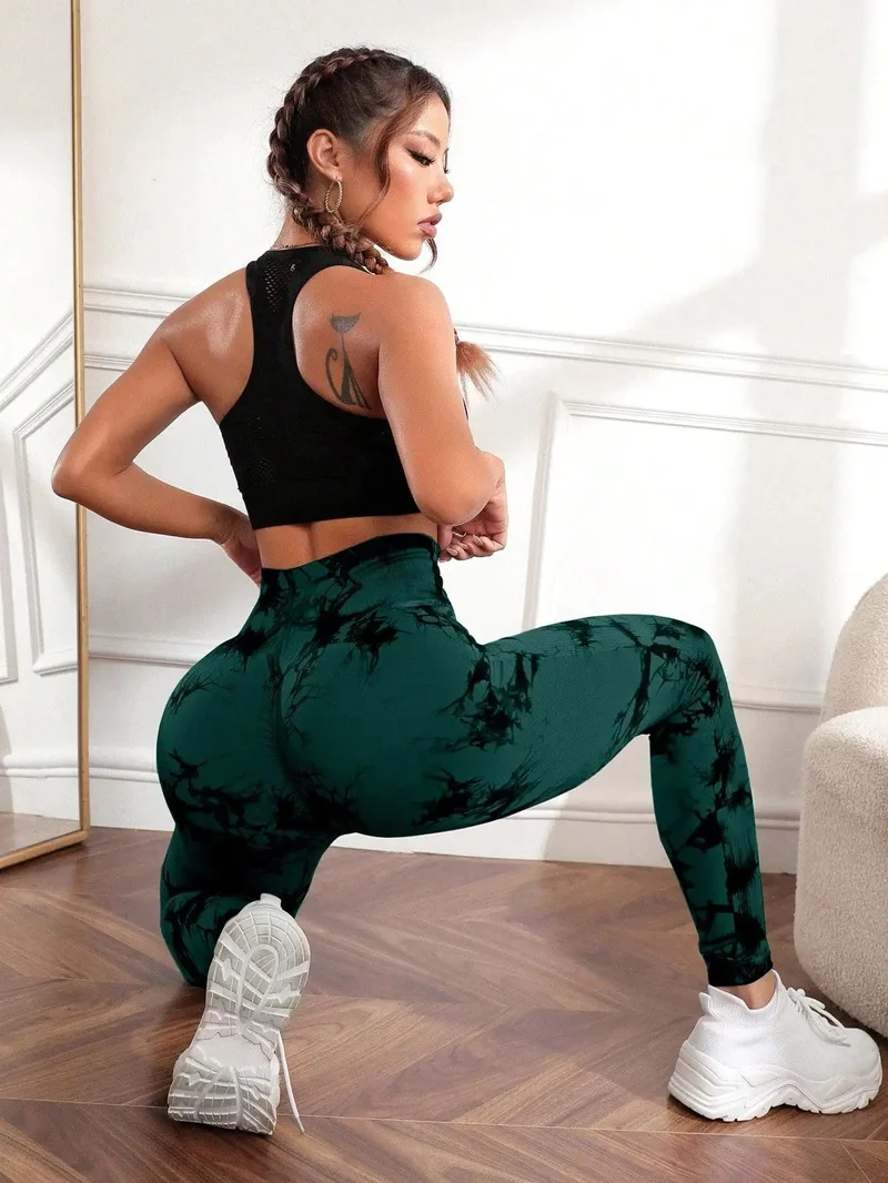 Neue Tie Dye Yoga Hosen Sport Leggings Frauen Nahtlose Hohe Taille Push-Up Frau Strumpfhosen Fitness Workout Leggins Gym Kleidung