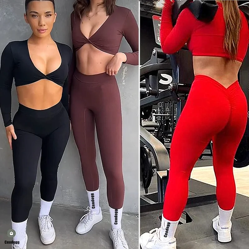 2024 24 farben Nylon Zurück V Butt Yoga Hosen Frauen Hohe Taille Fitness Workout Gym Laufen Scrunch Leggings Shorts aktive Tragen