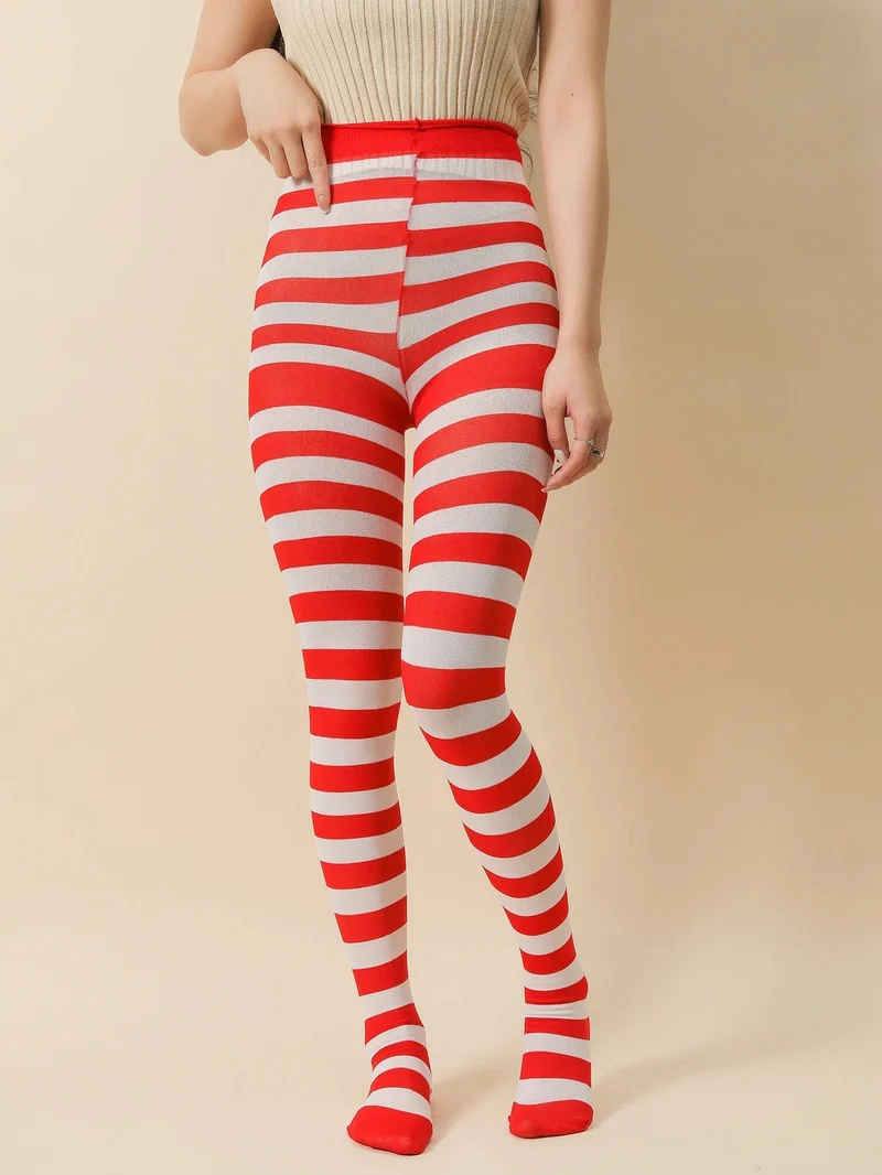 FCCEXIO Gestreifte Yoga-Leggings für Damen, mit Aufdruck im Gothic-Stil, lange Strumpfhose, lässig, Punk, Damen, Sport, hohe Taille, Workout, elastische Leggings