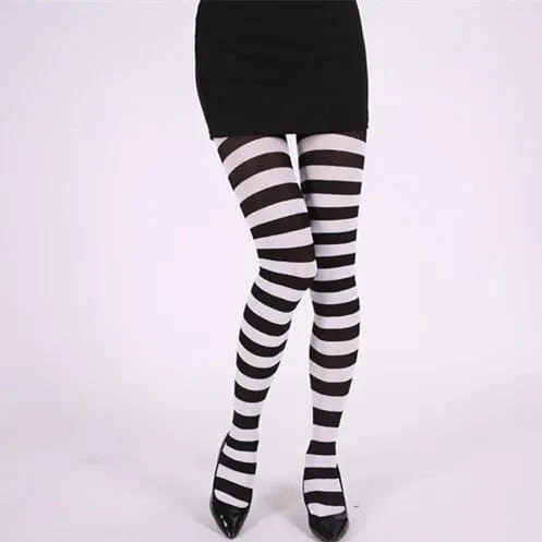 FCCEXIO Gestreifte Yoga-Leggings für Damen, mit Aufdruck im Gothic-Stil, lange Strumpfhose, lässig, Punk, Damen, Sport, hohe Taille, Workout, elastische Leggings