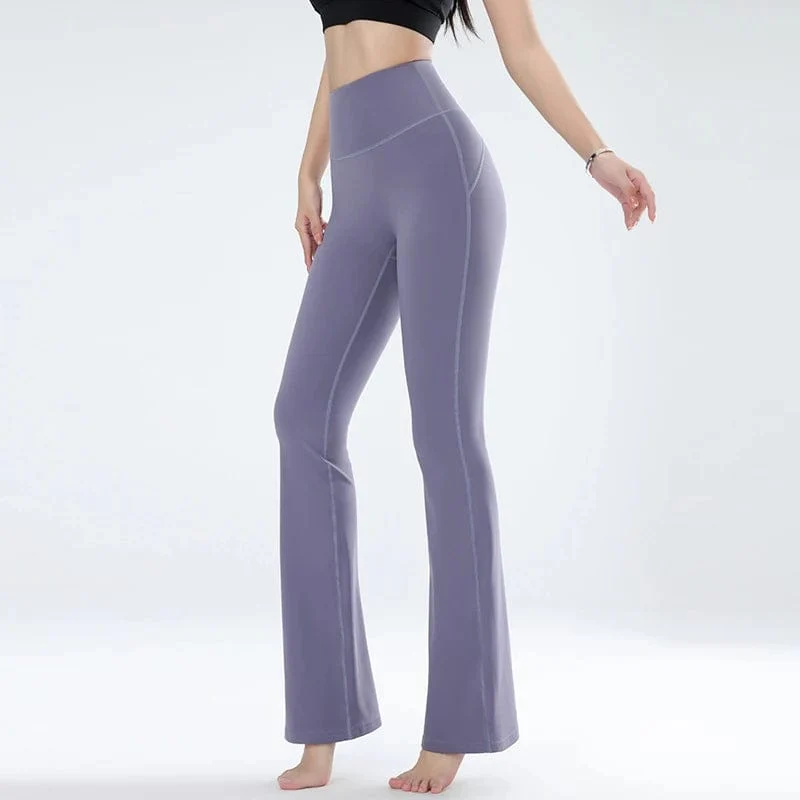 Damen-Leggings, schmale Yogahose, hohe Taille, weite Beinhose, sportliche Schlaghose, atmungsaktiv, schnelltrocknend