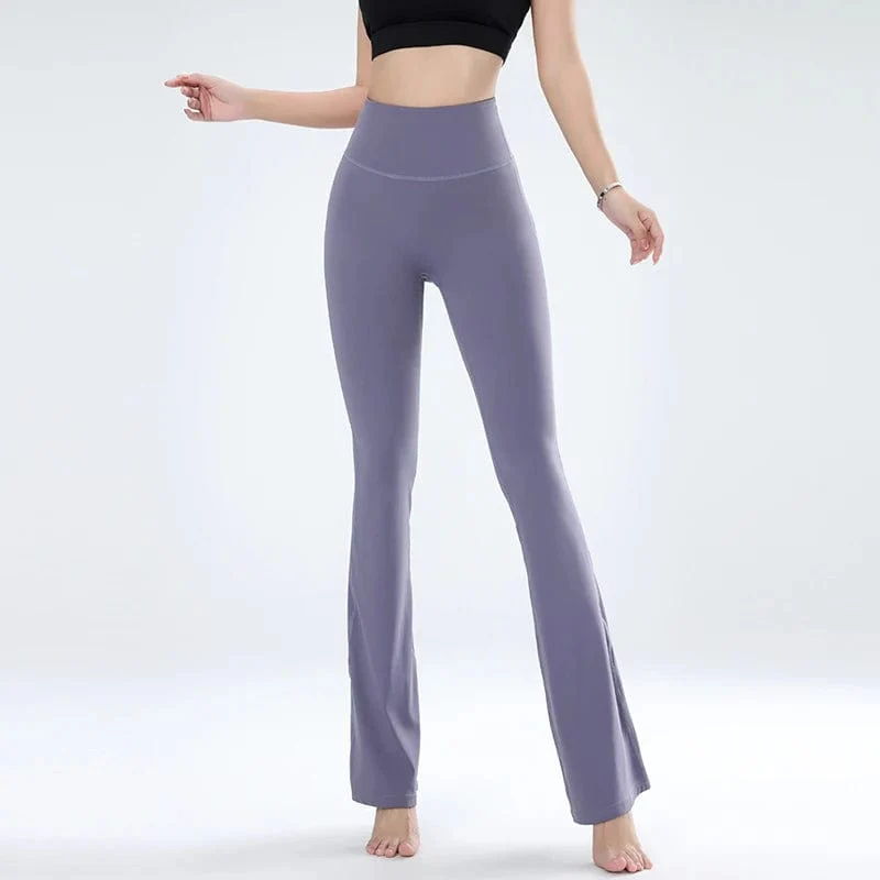 Damen-Leggings, schmale Yogahose, hohe Taille, weite Beinhose, sportliche Schlaghose, atmungsaktiv, schnelltrocknend