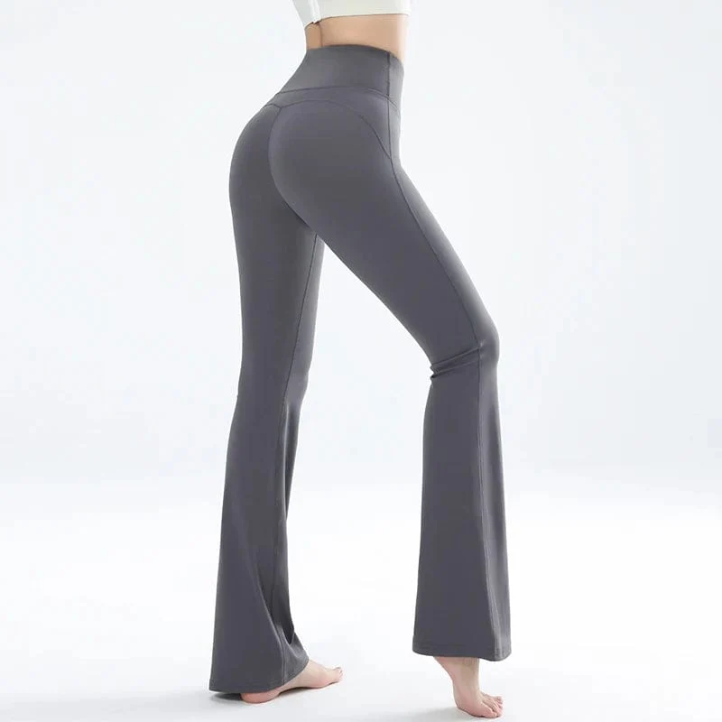 Damen-Leggings, schmale Yogahose, hohe Taille, weite Beinhose, sportliche Schlaghose, atmungsaktiv, schnelltrocknend