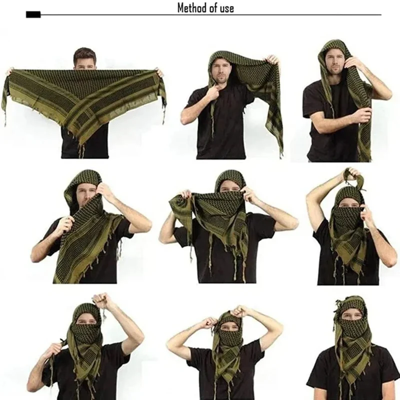 Keffiyeh Taktischer Wüstenschal, Shemagh, Kopf- und Halstuch, arabischer Schal, Keffiyeh-Schal, Wickeltuch für Damen und Herren