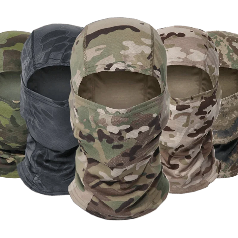 Camouflage-Reitmaske für den Außenbereich, Sonnenschutz, Einloch-Schnelltrocknungsmaske aus Netzgewebe