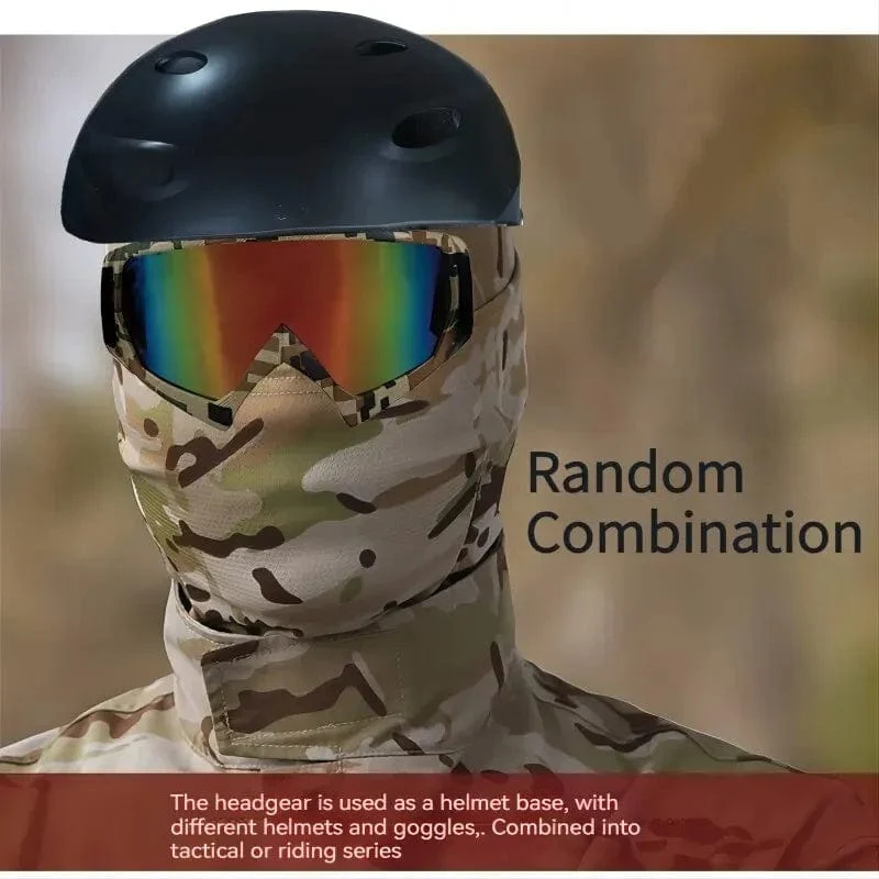 Camouflage-Reitmaske für den Außenbereich, Sonnenschutz, Einloch-Schnelltrocknungsmaske aus Netzgewebe