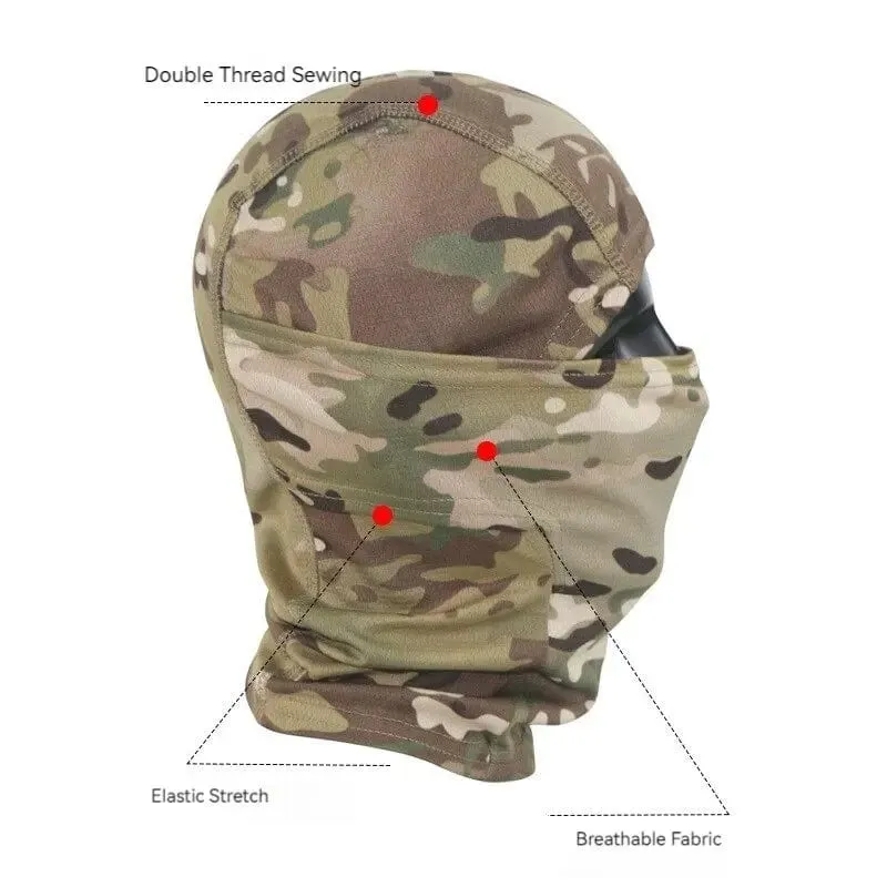 Camouflage-Reitmaske für den Außenbereich, Sonnenschutz, Einloch-Schnelltrocknungsmaske aus Netzgewebe