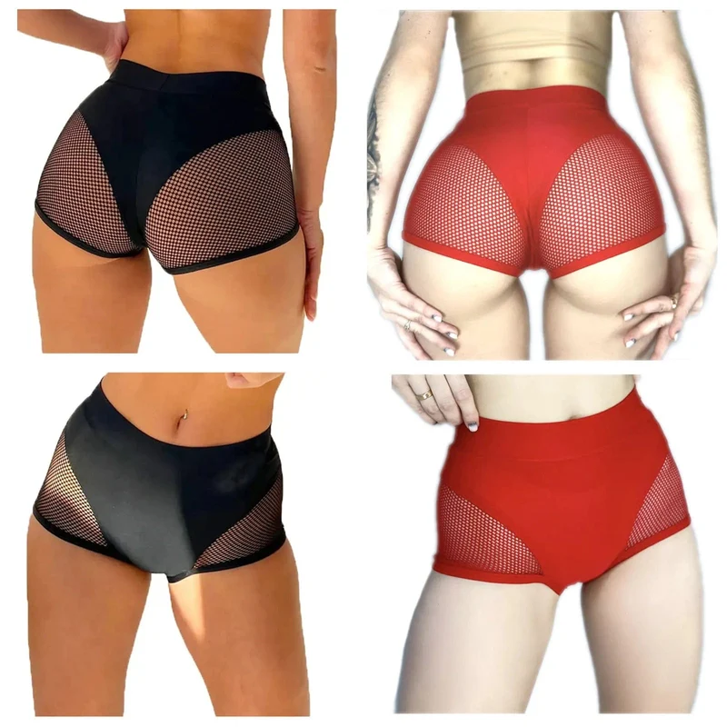 Damen Sexy Yoga-Shorts mit hoher Taille, aushöhlen, Push-Up-Booty-Shorts, Leggings, Fitness, Workout, Sport-Shorts, Clubwear