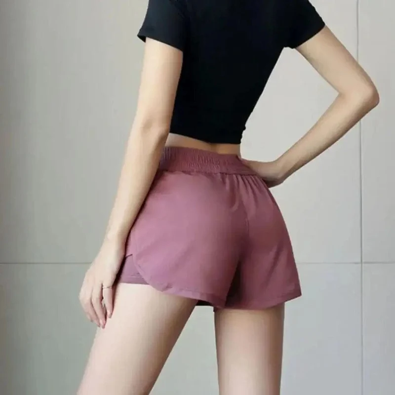 Frauen Elastische Hohe Taille Kurze Hosen Gefälschte Zwei Stücke Yoga Leggings Running Training Shorts Lässige Quick Dry Fitness Shorts