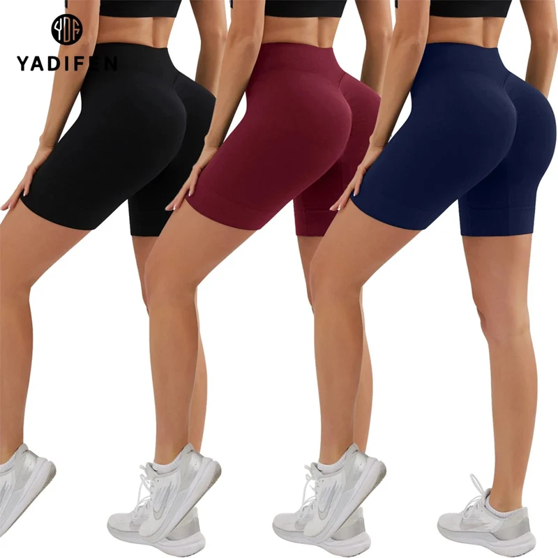 YADIFEN Nahtlose Sport-Shorts, hohe Taille, Push-Up-Yoga-Leggings, Elastizität, Laufen, Yoga-Shorts, atmungsaktiv, Damen-Radsport-Shorts