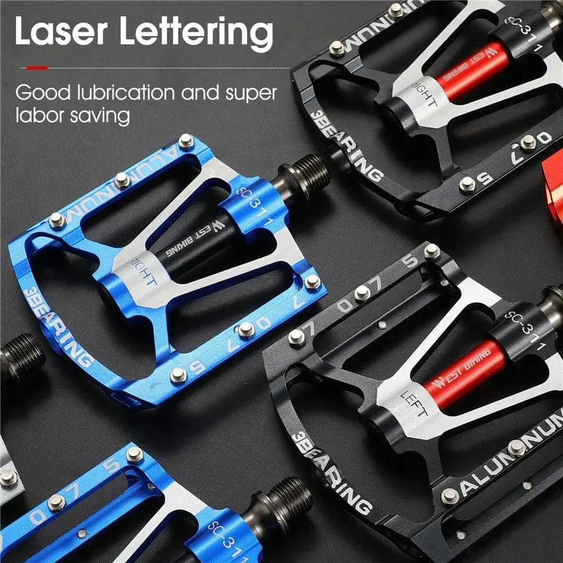 WEST BIKING MTB Fahrradpedale Ultraleicht CNC Aluminiumlegierung Anti-Rutsch Rennrad Flachpedale Radfahren 3 Lager Fahrradpedale BMX