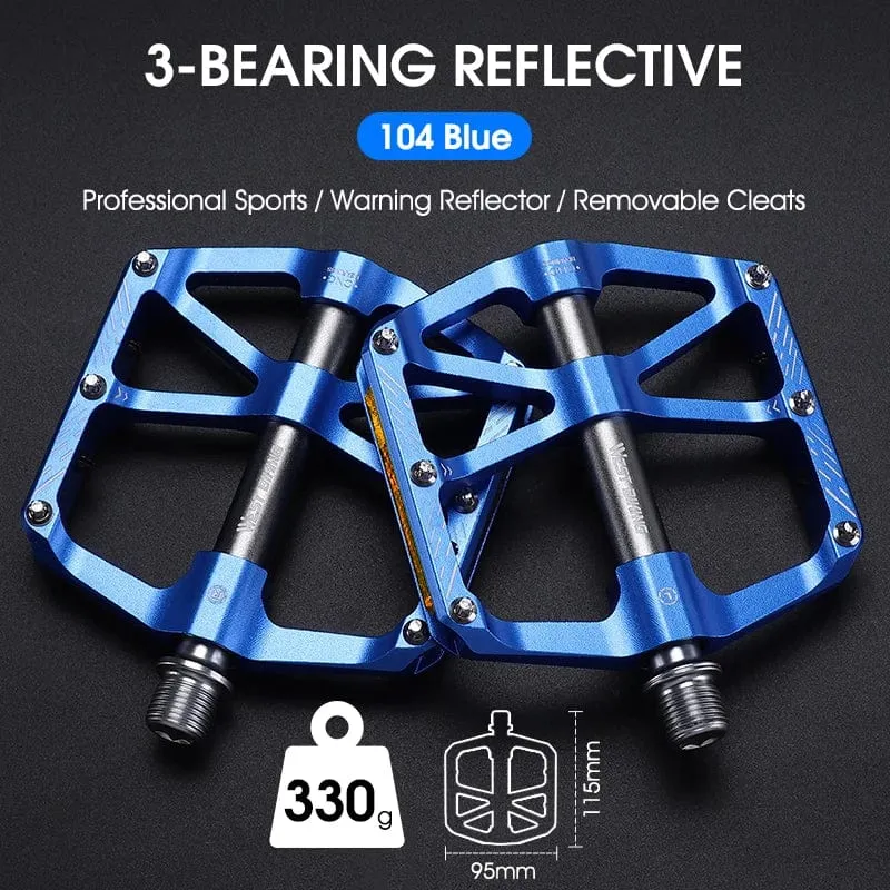 WEST BIKING MTB Fahrradpedale Ultraleicht CNC Aluminiumlegierung Anti-Rutsch Rennrad Flachpedale Radfahren 3 Lager Fahrradpedale BMX