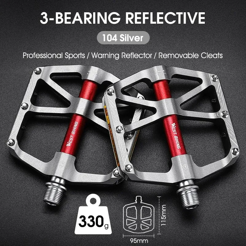 WEST BIKING MTB Fahrradpedale Ultraleicht CNC Aluminiumlegierung Anti-Rutsch Rennrad Flachpedale Radfahren 3 Lager Fahrradpedale BMX