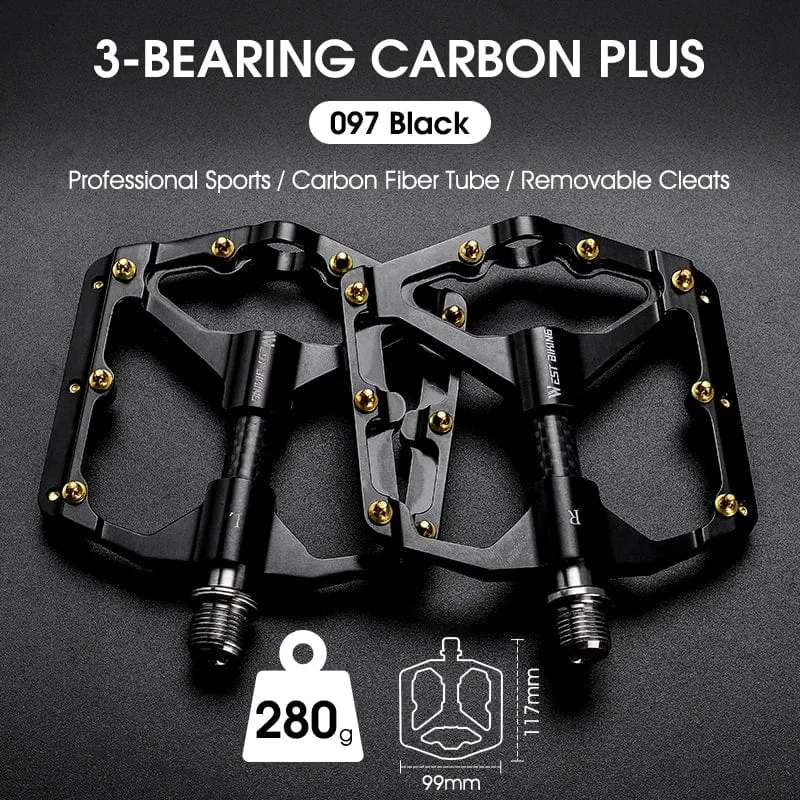 WEST BIKING MTB Fahrradpedale Ultraleicht CNC Aluminiumlegierung Anti-Rutsch Rennrad Flachpedale Radfahren 3 Lager Fahrradpedale BMX