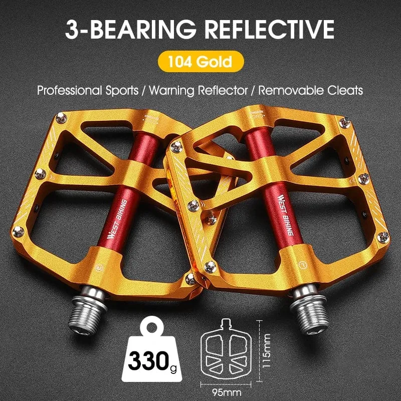 WEST BIKING MTB Fahrradpedale Ultraleicht CNC Aluminiumlegierung Anti-Rutsch Rennrad Flachpedale Radfahren 3 Lager Fahrradpedale BMX