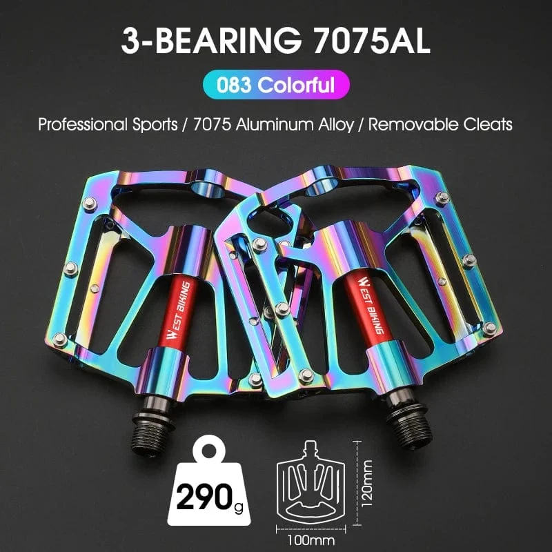 WEST BIKING MTB Fahrradpedale Ultraleicht CNC Aluminiumlegierung Anti-Rutsch Rennrad Flachpedale Radfahren 3 Lager Fahrradpedale BMX