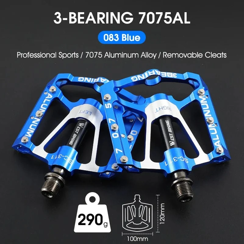 WEST BIKING MTB Fahrradpedale Ultraleicht CNC Aluminiumlegierung Anti-Rutsch Rennrad Flachpedale Radfahren 3 Lager Fahrradpedale BMX