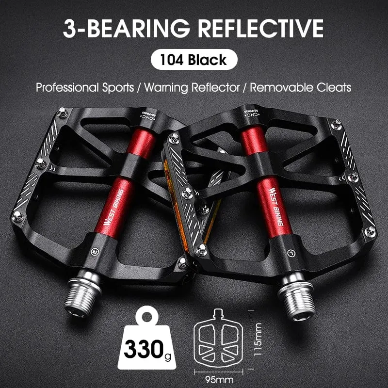 WEST BIKING MTB Fahrradpedale Ultraleicht CNC Aluminiumlegierung Anti-Rutsch Rennrad Flachpedale Radfahren 3 Lager Fahrradpedale BMX