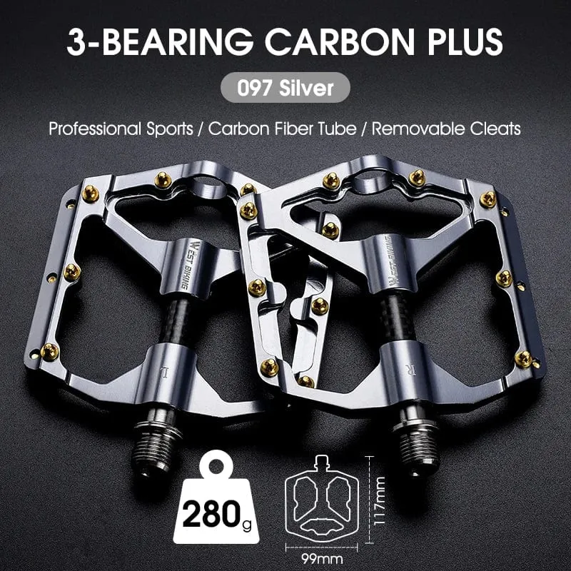 WEST BIKING MTB Fahrradpedale Ultraleicht CNC Aluminiumlegierung Anti-Rutsch Rennrad Flachpedale Radfahren 3 Lager Fahrradpedale BMX