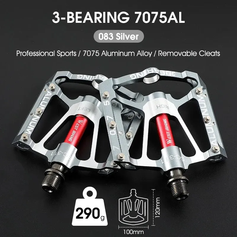 WEST BIKING MTB Fahrradpedale Ultraleicht CNC Aluminiumlegierung Anti-Rutsch Rennrad Flachpedale Radfahren 3 Lager Fahrradpedale BMX