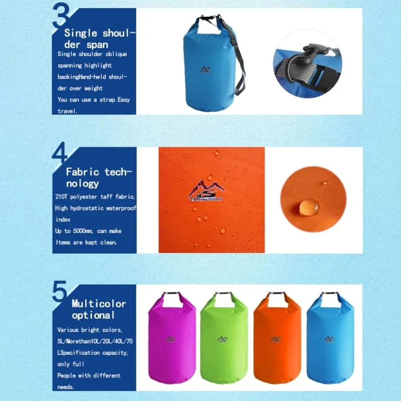 5/10/20/40/70 L Im Freien Wasserdichte Packsack Für Camping Driften Wandern Schwimmen Rafting Kajakfahren Fluss Trekking Taschen Beutel