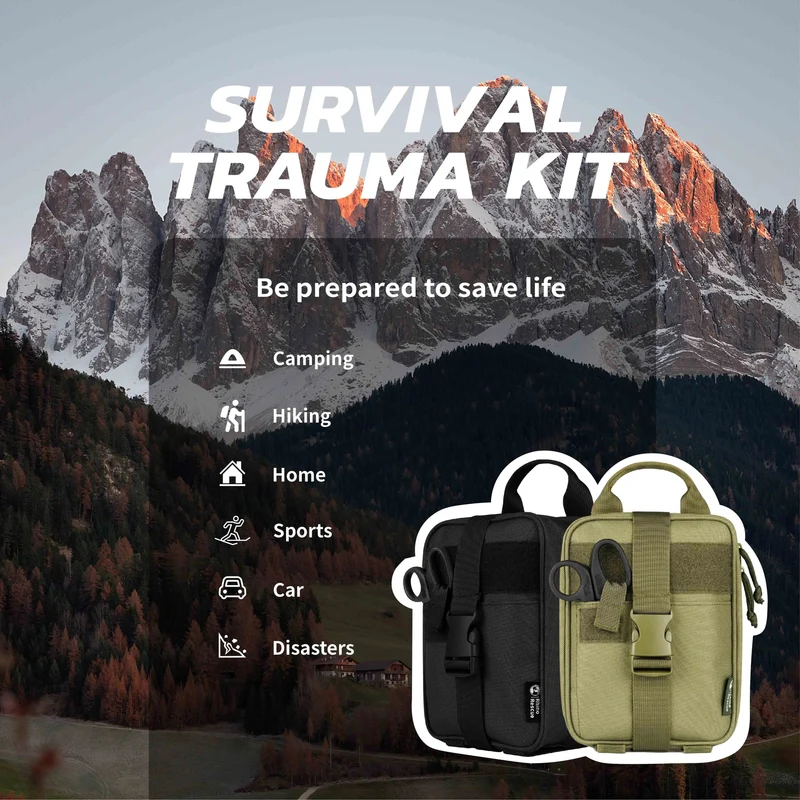 Rhino Erste-Hilfe-Überlebensset, taktische IFAK-Tasche, mitgeliefertes Camping-Set mit 20 EMT-Artikeln für militärische Notfälle im Freien
