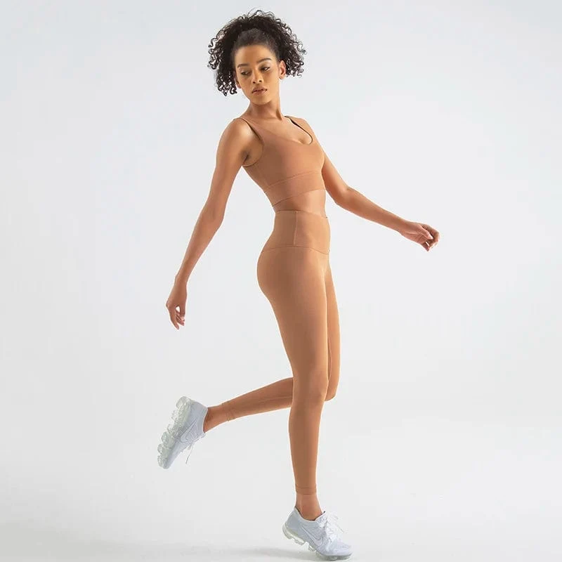 SOISOU Nylon Trainingsanzüge Damen Yoga Set Sportanzug Fitnessstudio Fitness BH Leggings Frauen Lounge Wear Crop Tops Sexy 18 Farben