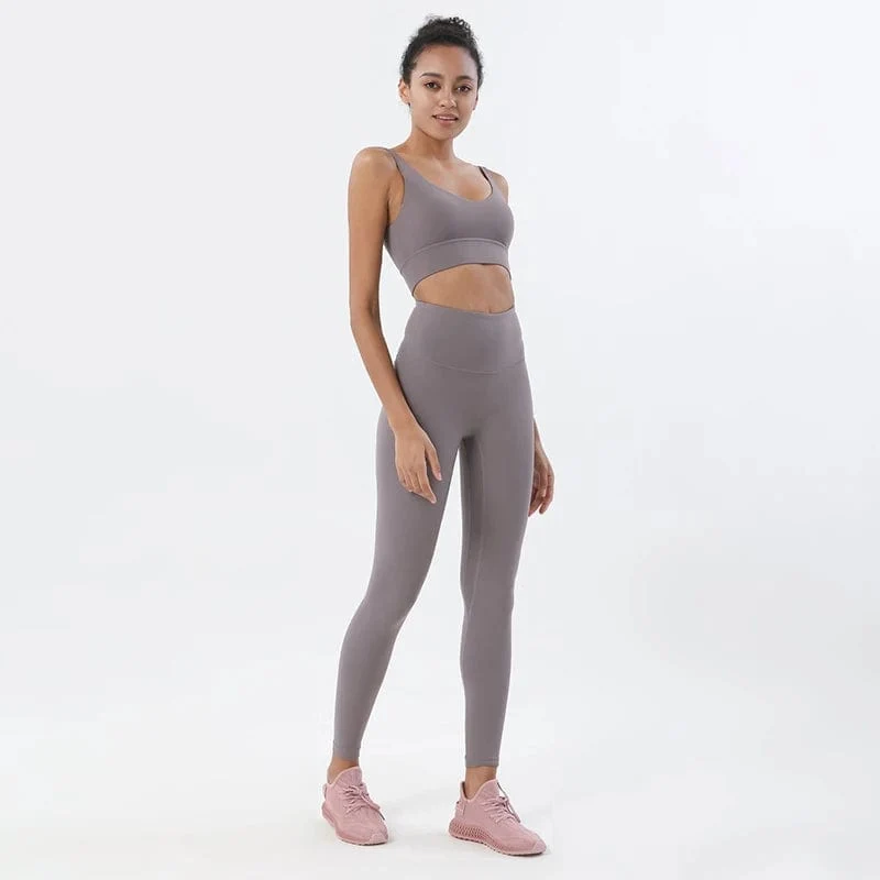 SOISOU Nylon Trainingsanzüge Damen Yoga Set Sportanzug Fitnessstudio Fitness BH Leggings Frauen Lounge Wear Crop Tops Sexy 18 Farben