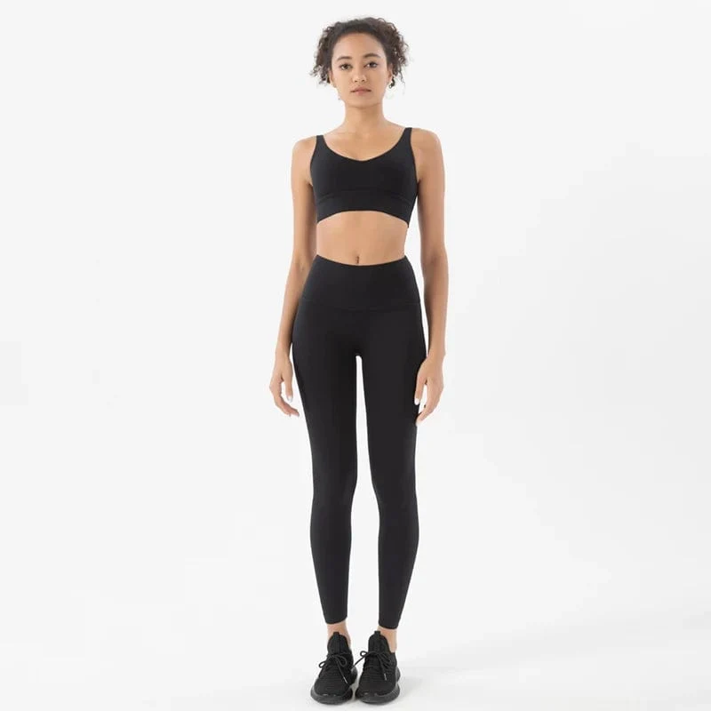 SOISOU Nylon Trainingsanzüge Damen Yoga Set Sportanzug Fitnessstudio Fitness BH Leggings Frauen Lounge Wear Crop Tops Sexy 18 Farben